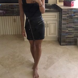 Bershka black faux leather asymmetric skirt XS